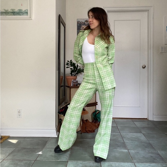 Vintage | 70s | plaid leisure suit - Picture 2 of 7